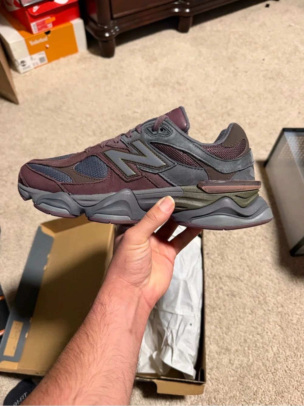 New Balance 9060 Men's Burgundy/Grey Lifestyle Sneaker